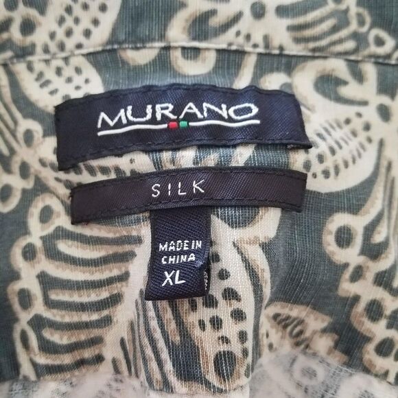 Murano Hawaiian Shirt Men’s XL Blue Cream 100% Silk Casual Button Down Aloha - Picture 3 of 4